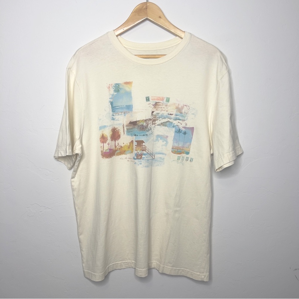 Caribbean Blues Men’s T-Shirt with beach print Graphic Tee Coastal